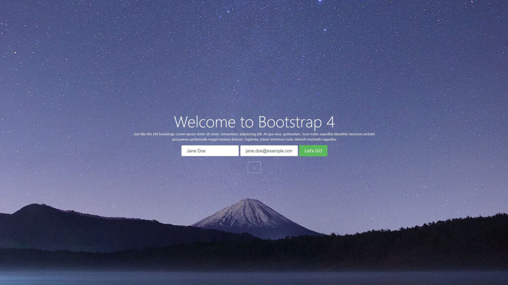 screenshot of bootstrap demo website