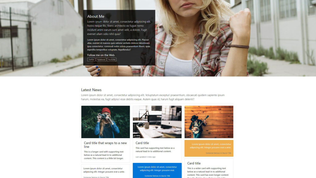 screenshot of bootstrap demo website