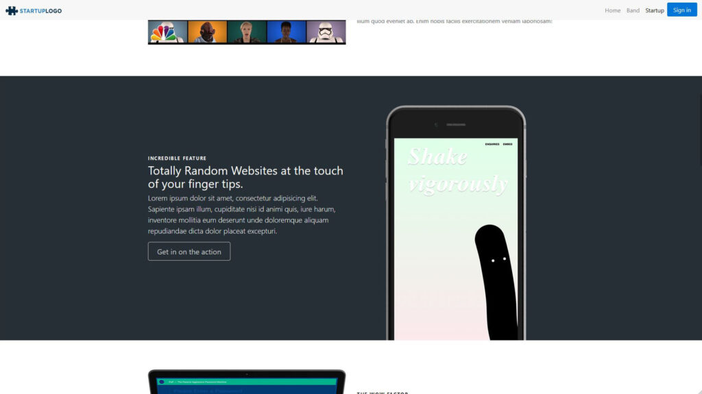 screenshot of bootstrap demo website